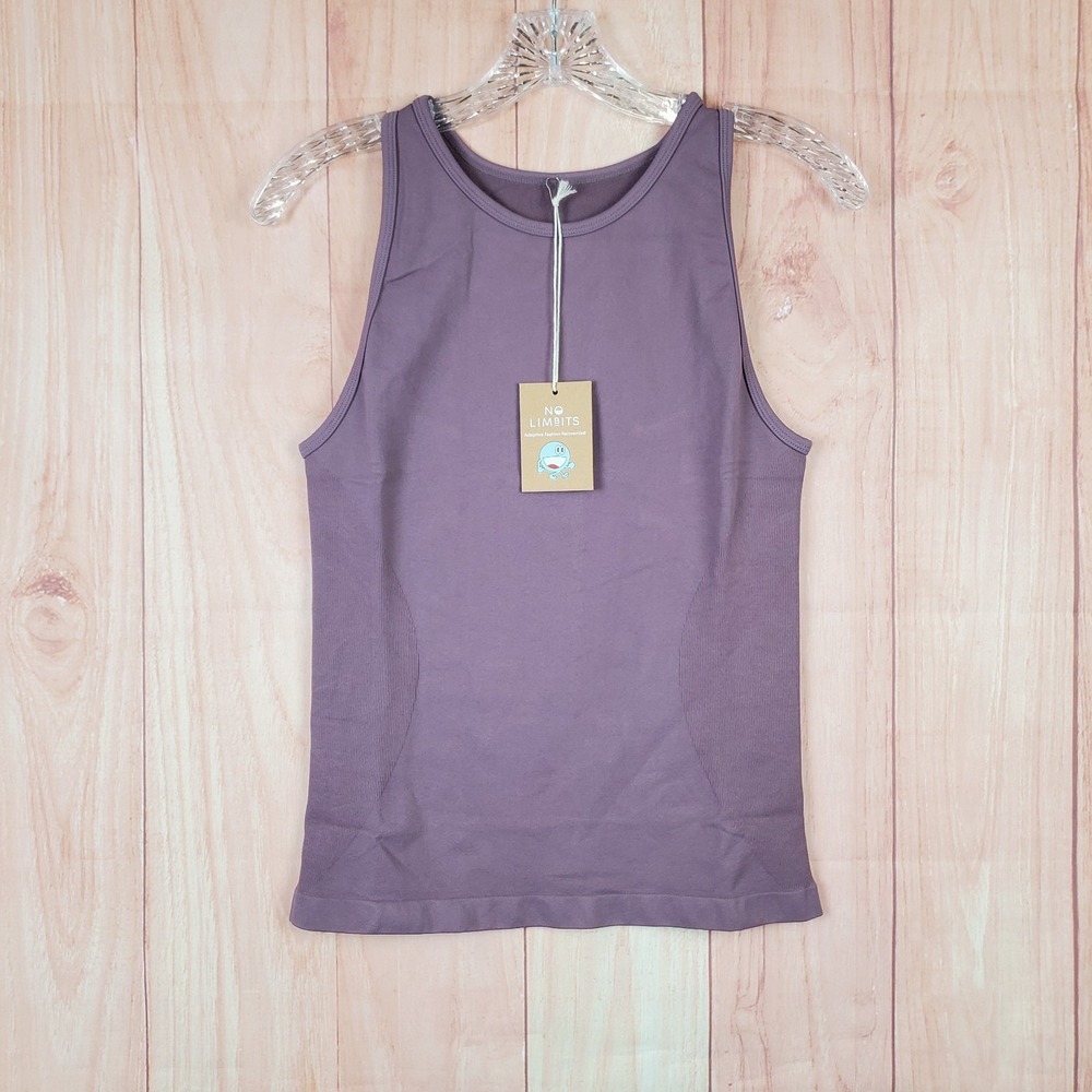 No Limbits Womens Tank Top Sz Medium Purple Nylon Stretch Round Neck Pullover